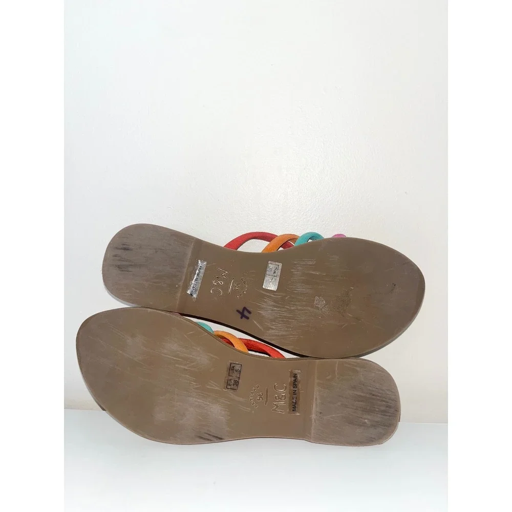 Musse & Cloud‎ Jazzy Suede Flat Slip Ons Sandals Multi Rainbow Youth Womens 5